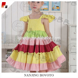 Wholesale flutter sleeve smocked kids dress